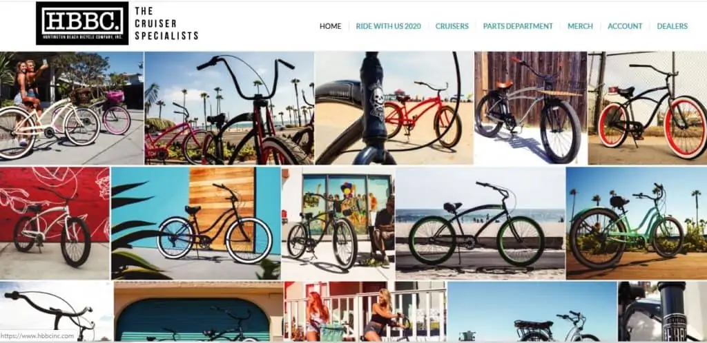 Huntington Beach Bicycle Company's landing page, built on osCommerce