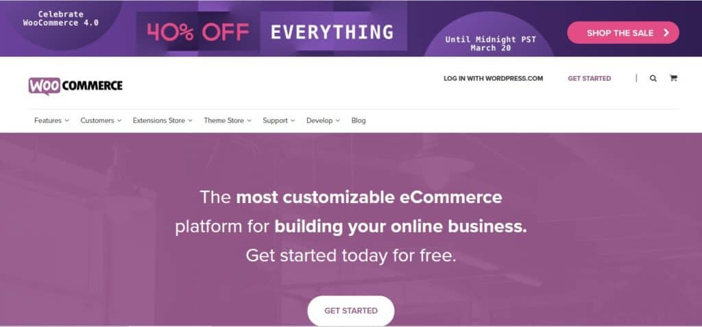 WooCommerce landing page