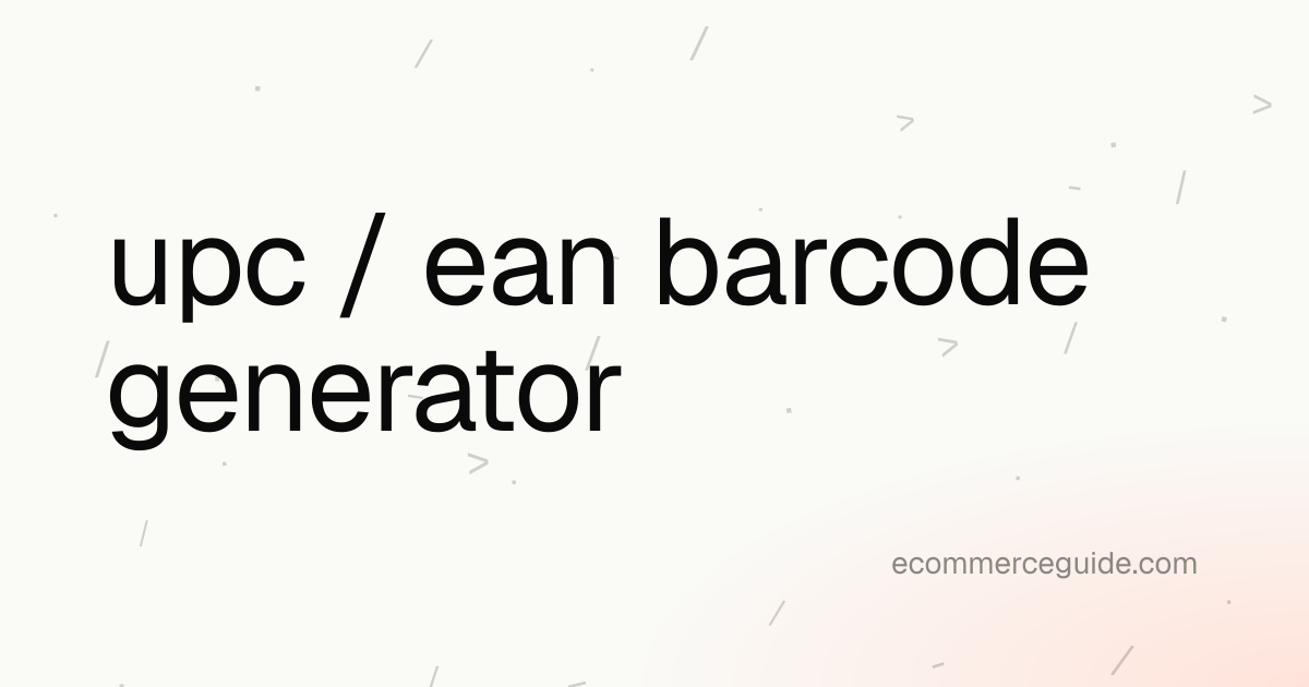 Free UPC / EAN Barcode Generator · No Signup