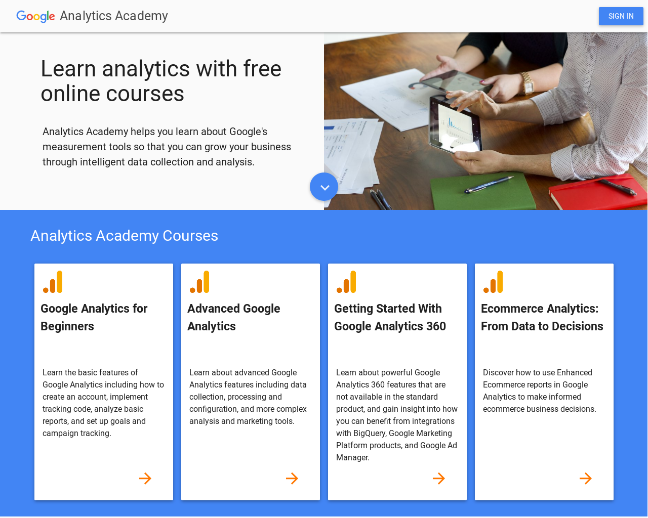 Free courses: Analytics Academy