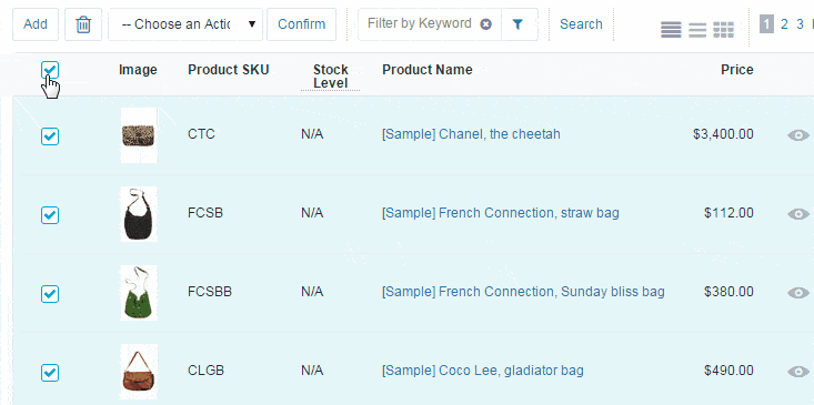 Eliminación de productos de Bigcommerce