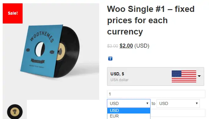A product with multiple currency options.