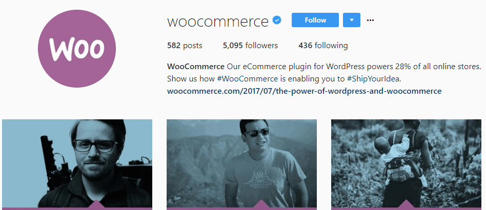 Cuenta de Instagram de WooCommerce.