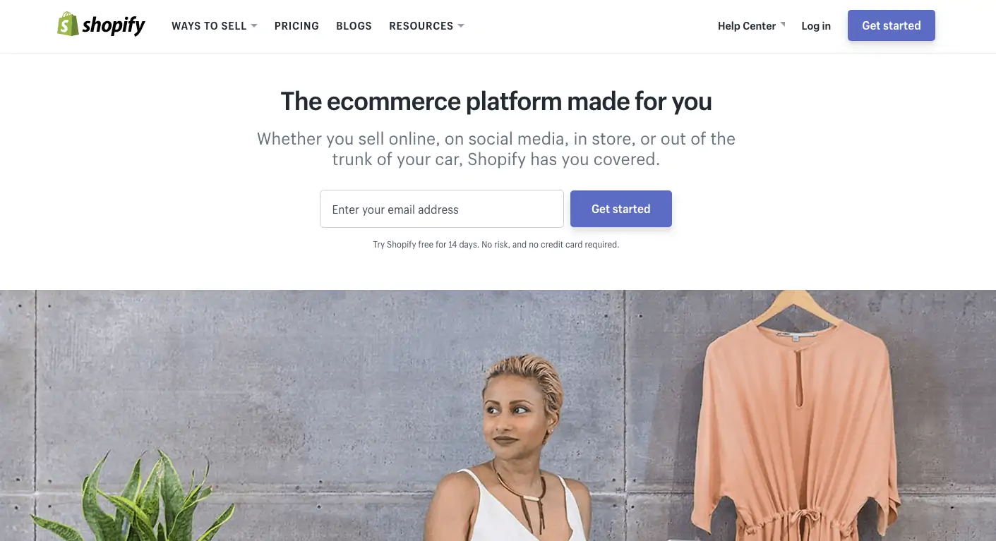 The Shopify website.