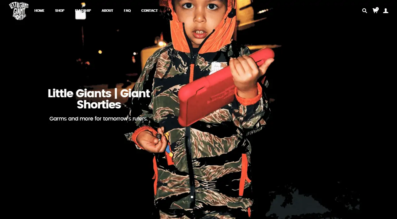 Screenshot image of the homepage for Little Giants | Giant Shorties.
