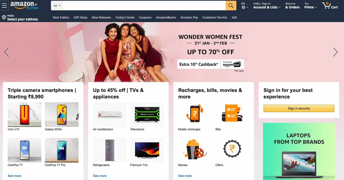 Los 10 principales sitios de comercio electrónico en la India 2020 - Guía de  comercio electrónico
