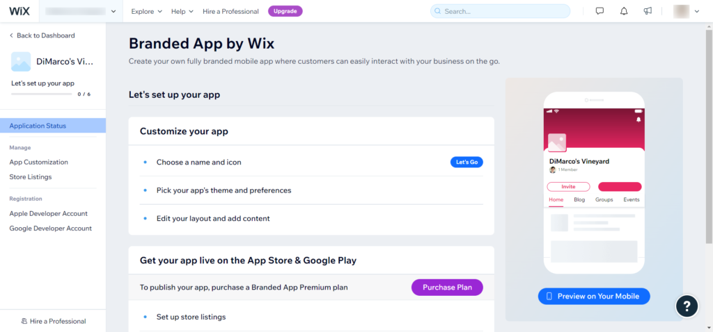 wix mobile app creator
