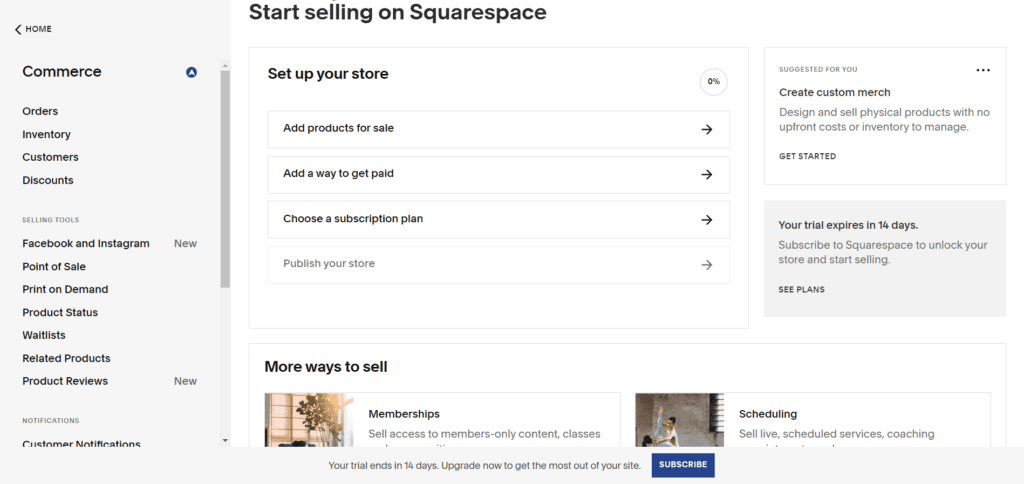 squarespace review dashboard